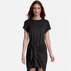Wilfred Black Bair T-Shirt Dress Tie Front Wrap Short Sleeve small
